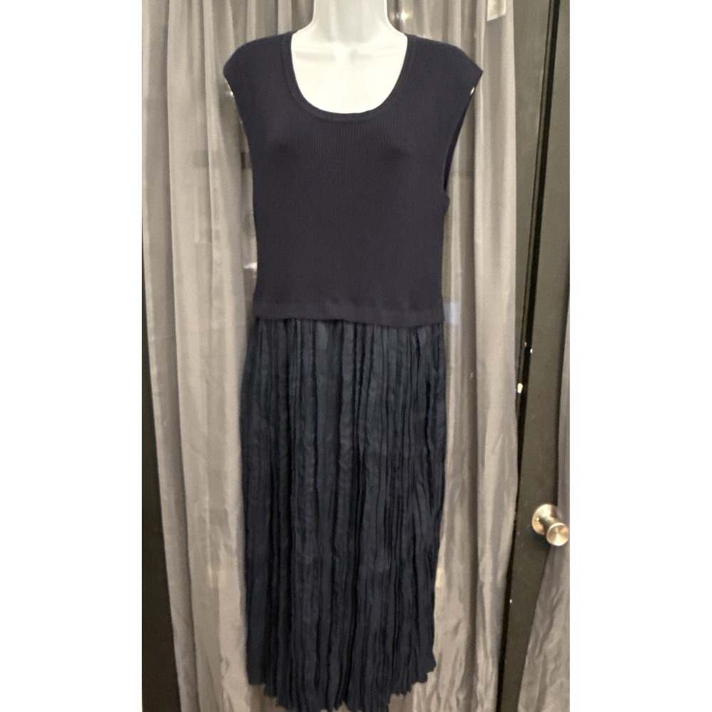 NIC+ZOE Mixed Media Mandy Maxi Dress - Women's Size L - Navy Blue Ink